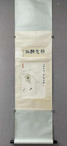 A Chinese Ink Painting Hanging Scroll By Qi Baishi