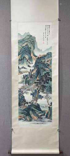 A Chinese Ink Painting Hanging Scroll By Qi Kun