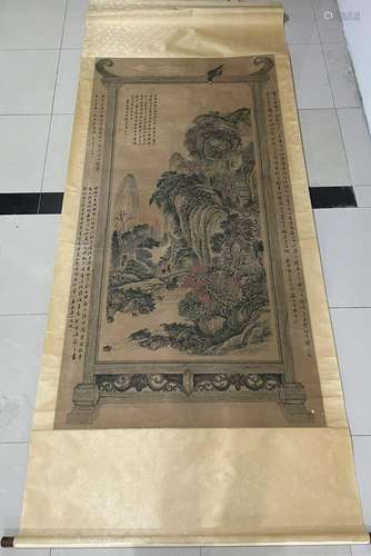 A Chinese Ink Painting Hanging Scroll By Wang Hui