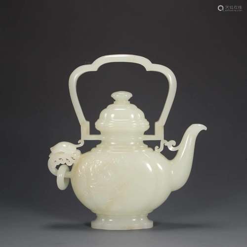 A Hetian Jade Ewer With Overhead Handle