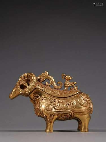 A Gilt-Bronze 'Ram' Ritual Cup