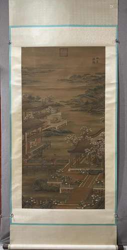 A Chinese Ink Painting Hanging Scroll By Lang Shining