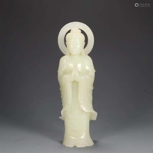 A Hetian Jade Figure Of Guanyin