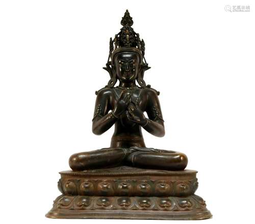 Tibetan Silver inlaid Alloy Copper Guanyin