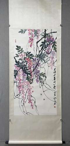 A Chinese Ink Painting Hanging Scroll By Qi Baishi