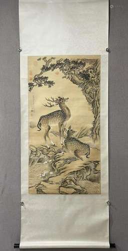 A Chinese Ink Painting Hanging Scroll By Shen Quan