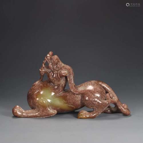 A Gaogu Jade Tibetan Mythical Beast