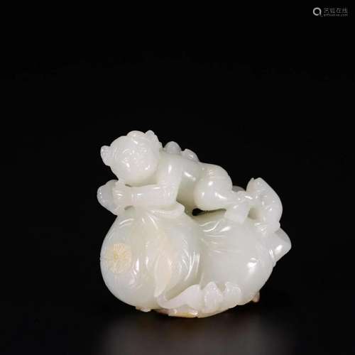 A Hetian Jade 'Boy Playing With A Toad' Decoration