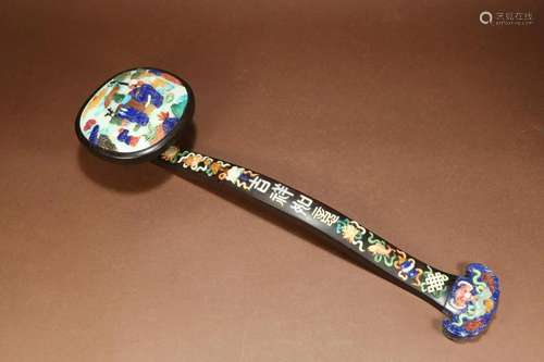 A Zitanwood Hardstone-Embellished Ruyi Scepter