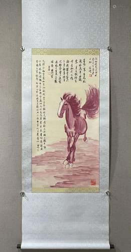 A Chinese Ink Painting Hanging Scroll By Xu Beihong