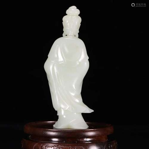 A Hetian Jade Figure Of Guanyin