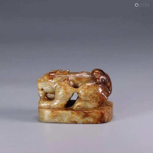 A Hetian Jade 'Auspicious Beast' Seal