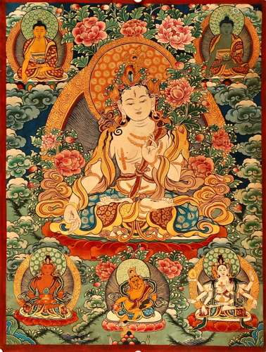 An Gorgeously made Tibetan Twelve-Arms Guanyin Thangka