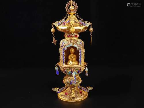 A Gilt-Bronze Buddhist Shrine