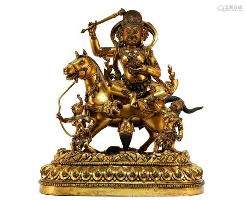 A Superb Tibetan Gilt Bronze Statue