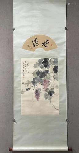 A Chinese Ink Painting Hanging Scroll By Qi Gong