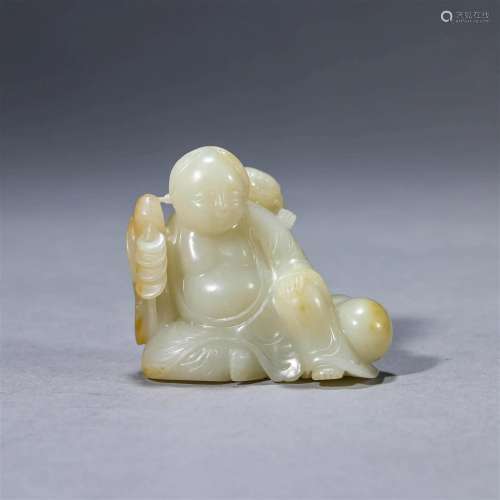 Carved Jade Figure of Liuhai and Toad