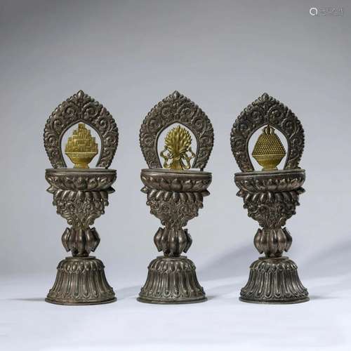 Three Silver Buddhist Implements