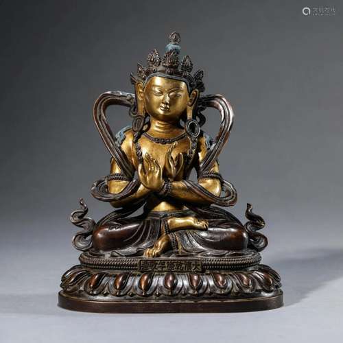 Gold Painted Bronze Figure of Deity