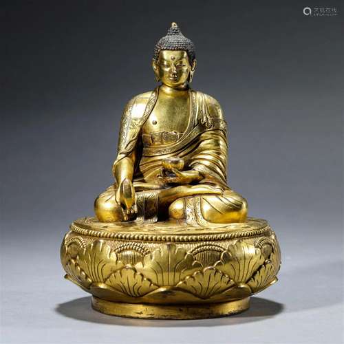 Gilt Bronze Figure of Medicine Buddha