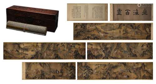 Chinese Painting Silk Hand Scroll, Liu Songnian Mark