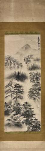 A CHINESE SCROLL PAINTING OF LANDSCAPE