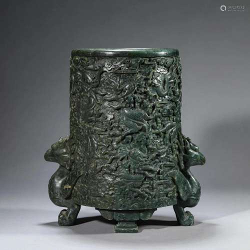 Bronze Twin-Phoenix Brush Pot