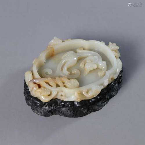 Carved Jade Chilong Brush Washer