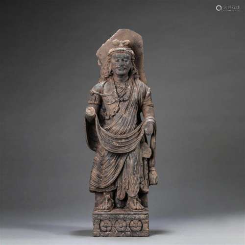 Carved Stone Figure of Bodhisattva