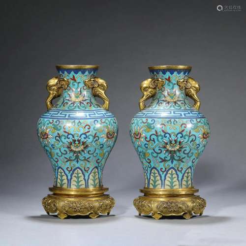 Pair of Cloisonne Enamel Wall Vases