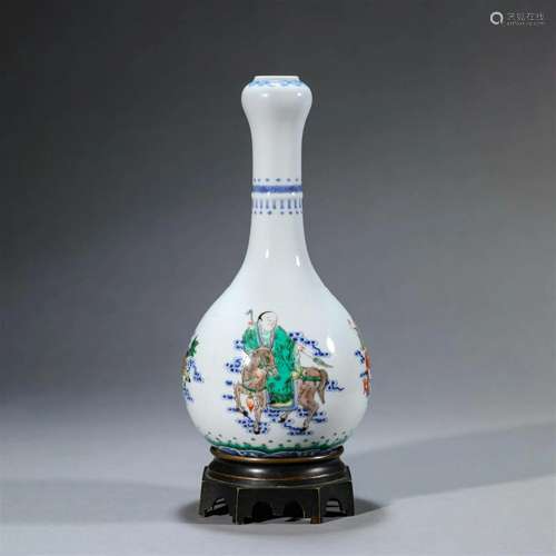 Wucai Glaze Figure Garlic-Head-Shape Vase