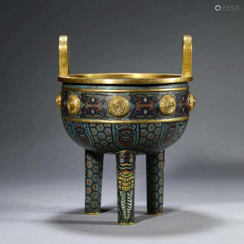 Cloisonne Enamel Tripod Beast Vessel Ding