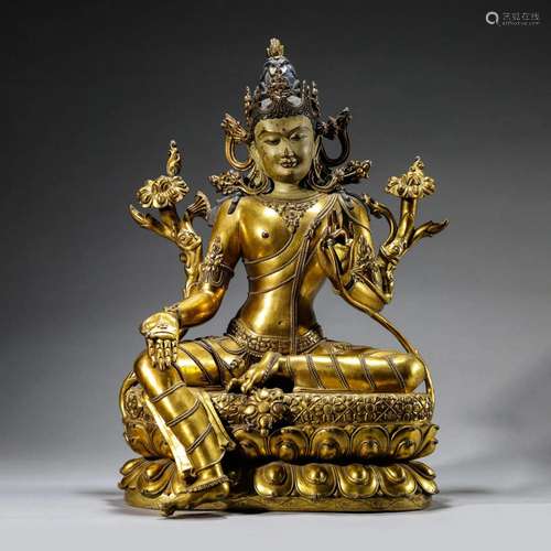 Gilt Bronze Figure of Green Tara