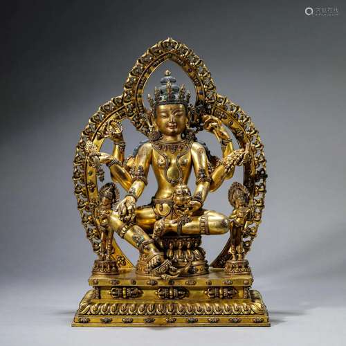 Gilt Bronze Figure of Six-Armed Deity