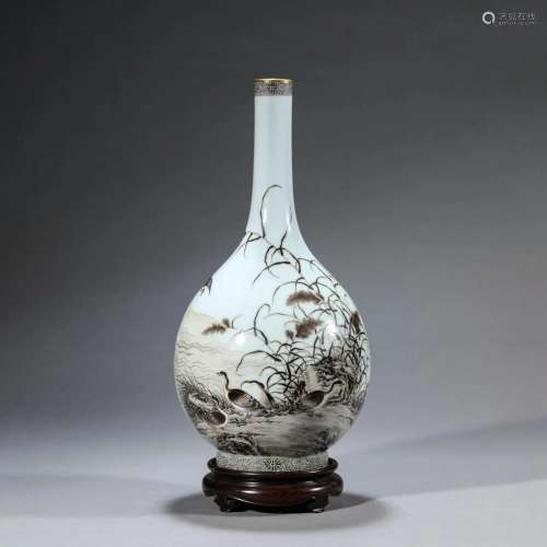 Grisaille Glaze Bottle Vase