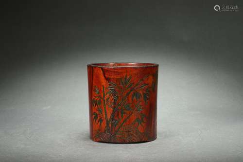 Chinese Huanghuali Wood Brush Holder