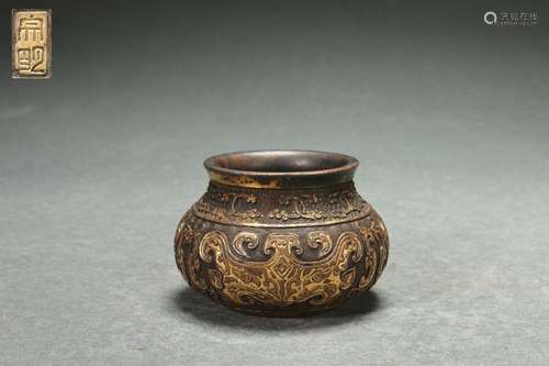 Gilt Bronze Vase with Engraved Antique Grains Design