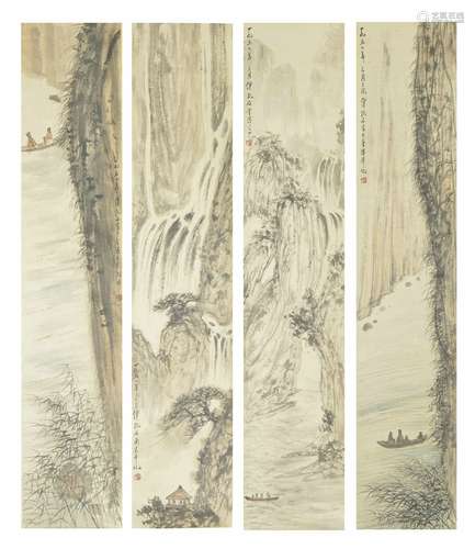 Four Paintings of Landscape, Fu Baoshi