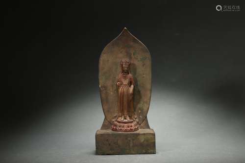 Lapis Lazuli Stone Statue of Buddha with Gilding Design