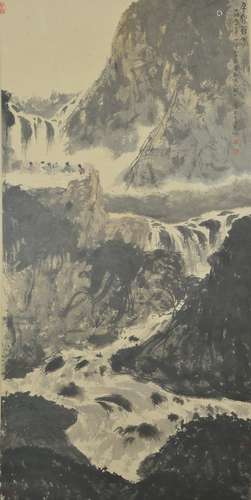 Ink Colored Landscape and Figure, Fu Baoshi