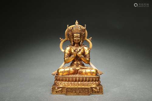 Gilt Bronze Sitting Statue of Buddha