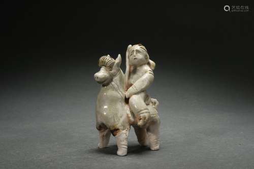 Chinese Celadon Porcelain Horseman Figure
