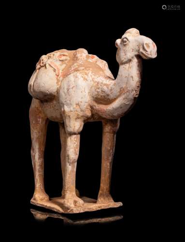 A Chinese Pottery Figure of a Caparisoned Camel