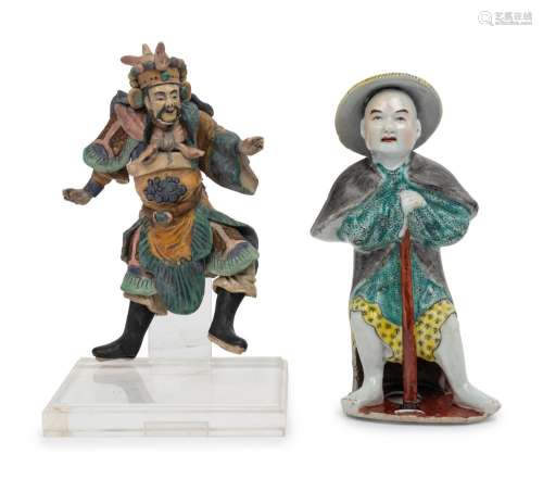 Two Chinese Glazed Porcelain Figures