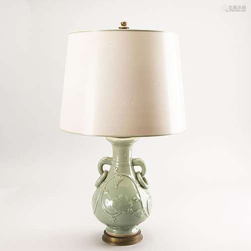 A 20th century Chinese celadon porcelain table lamp