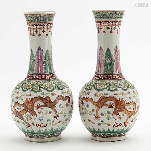 A pair of Chinese porcelain 'dragon' vases, presumab...