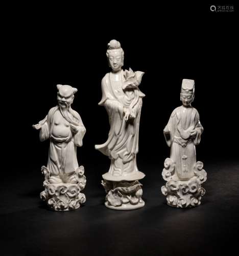 Three Blanc-de-Chine Porcelain Figures