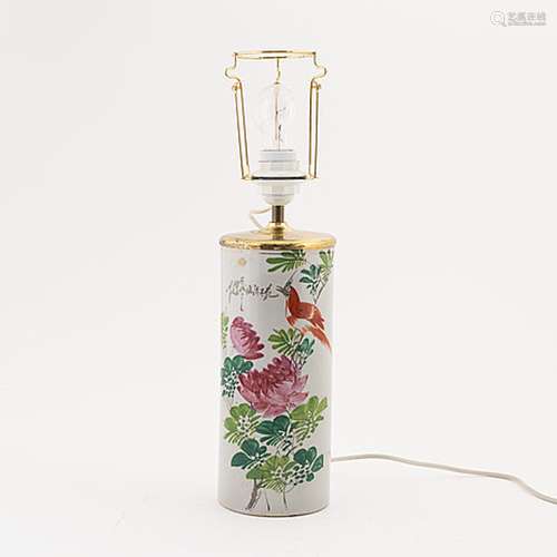 A Chinese porcelain vase converted into a table lamp, 20th C...