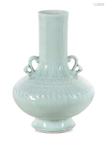 A Large Chinese Celadon Glazed Porcelain Vase