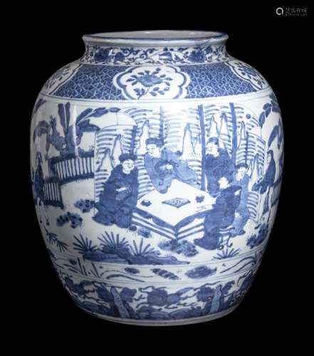 A Large Chinese Blue and White Porcelain Jar